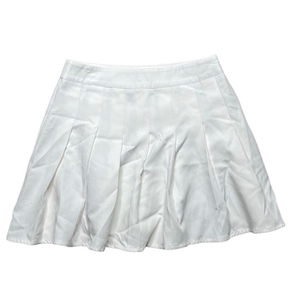Zaful Pleated Mini Skirt White Size Medium